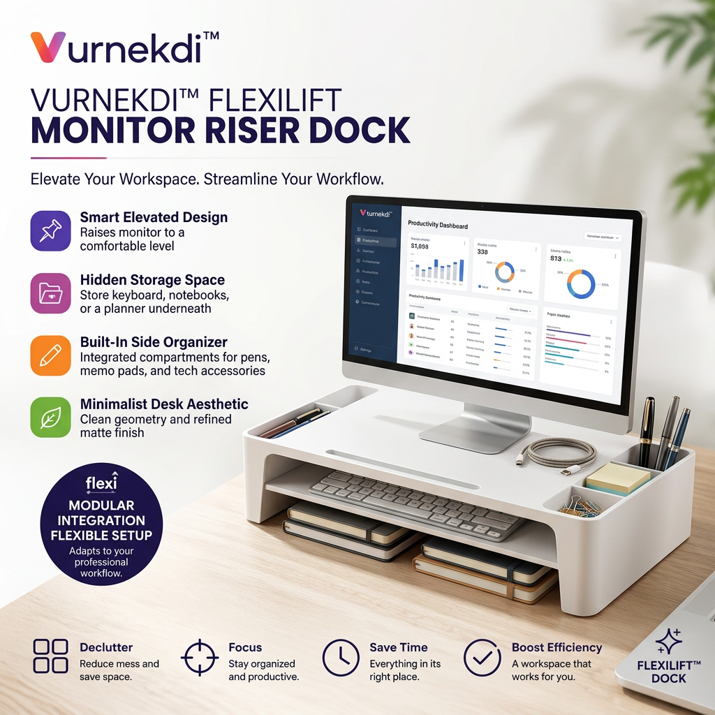 Vurnekdi™ FlexiLift Monitor Riser Dock