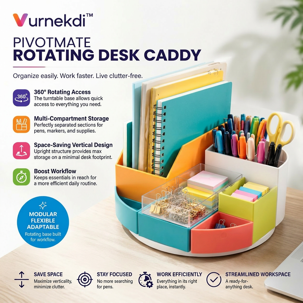 Vurnekdi™ PivotMate Rotating Desk Caddy