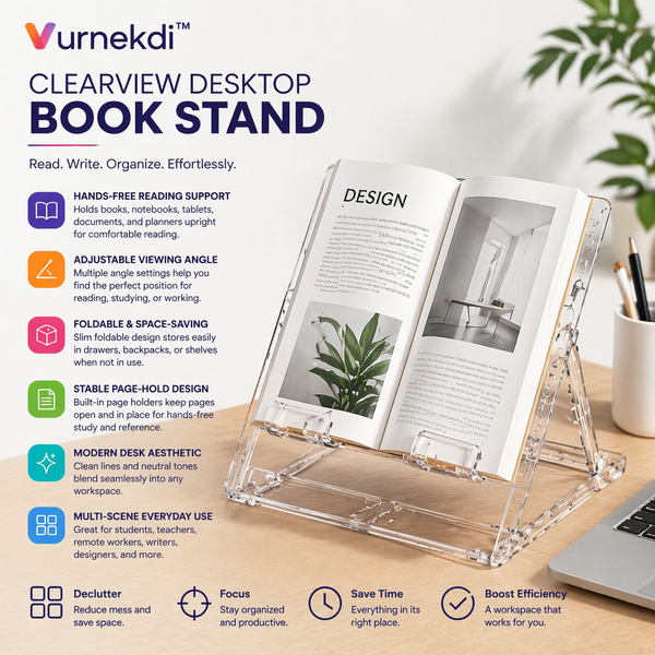 Vurnekdi™ ClearView Desktop Book Stand
